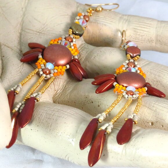 Copper gold earrings handmade - Picture 6 of 6